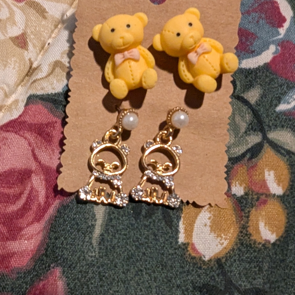 Whimsical Yellow Teddy Bear Gold Jewelry